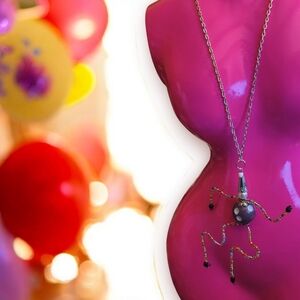 Colorful Beaded Clown Poseable Arms & Legs Necklace